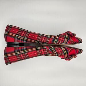 Red Tartan Plaid J. Jill‎ Simone Pointy Toe Flats With Bow Size 8.5